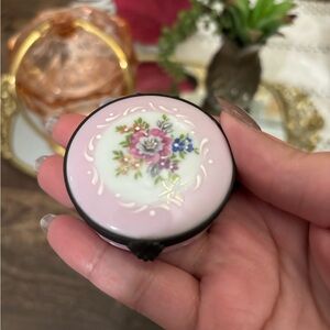 Limoges Floral Pink Trinket Box
